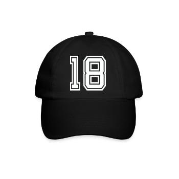 Geometrische 18 Umrisse – Blockstil - Baseballkappe - Schwarz/Schwarz - Vorne