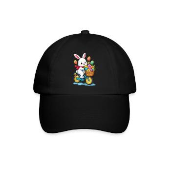 Süßes Osterhasen-Radabenteuer - Baseballkappe - Schwarz/Schwarz - Vorne