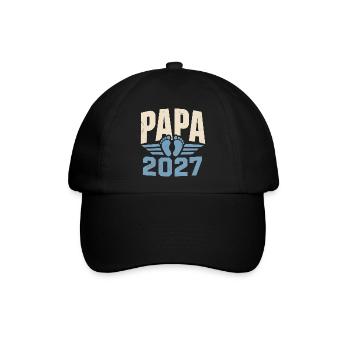 Papa 2027 Vorfreude Auf Das Erste Baby - Baseballkappe - Schwarz/Schwarz - Vorne