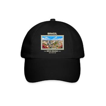 Brasilien Nova Iguaçu Vintage Reisemarke - Baseballkappe - Schwarz/Schwarz - Vorne
