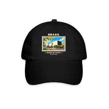 Brasilien Duque de Caxias Vintage Reisemarke - Baseballkappe - Schwarz/Schwarz - Vorne