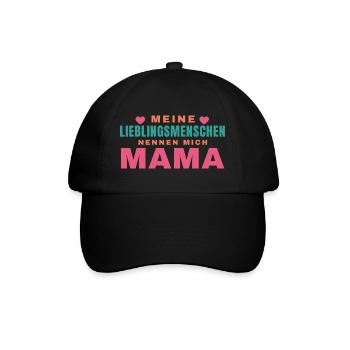 Meine Lieblingsmenschen nennen mich Mama - Baseballkappe - Schwarz/Schwarz - Vorne