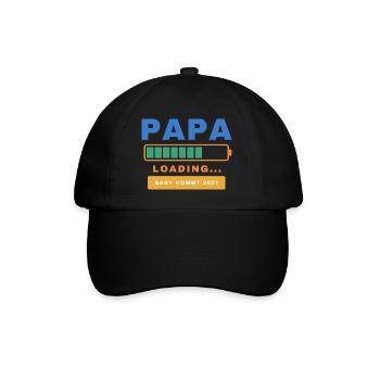 Papa Loading – Baby kommt 2027 - Baseballkappe - Schwarz/Schwarz - Vorne