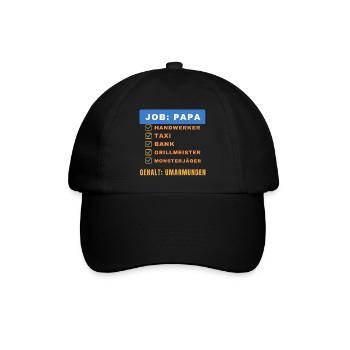 Job: Papa – Gehalt: Umarmungen - Baseballkappe - Schwarz/Schwarz - Vorne