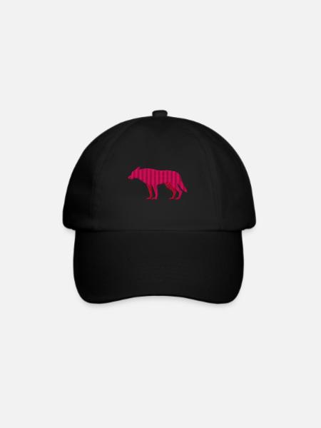 Pinker Wolf bestickt - Baseballkappe - Schwarz/Schwarz