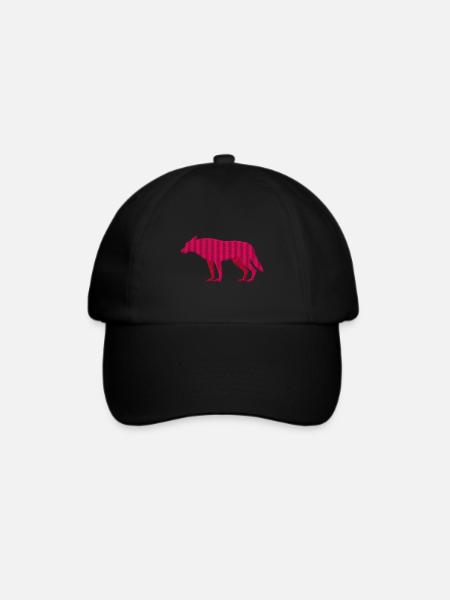 Pinker Wolf bestickt - Baseballkappe - Schwarz/Schwarz