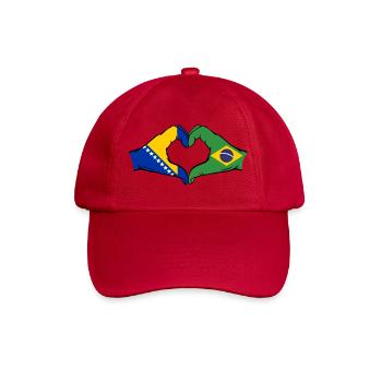 Bosnien Brasilien Flagge Hände Herzform - Baseballkappe - klassisch Rot - Vorne