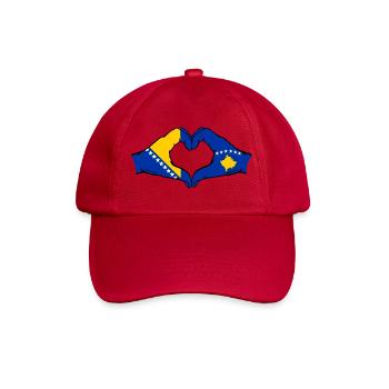 Bosnien Kosovo Flagge Hände Herzform - Baseballkappe - klassisch Rot - Vorne