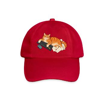Mein Schreibtisch – Katze auf der Tastatur - Baseballkappe - klassisch Rot - Vorne
