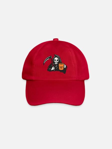 Halloween Sensenmann mit Kaffeebecher - Baseballkappe - klassisch Rot