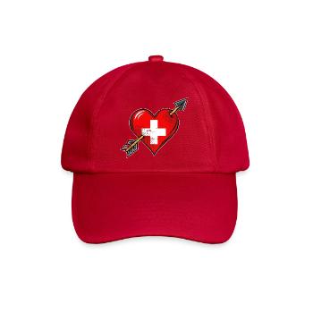 Schweiz Flagge Herz mit Pfeil used look - Baseballkappe - klassisch Rot - Vorne