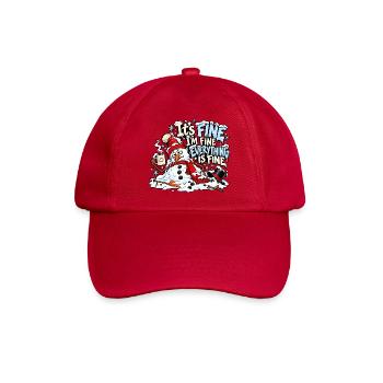 Es ist in Ordnung, ich bin in Ordnung, Schneemann - Baseballkappe - klassisch Rot - Vorne