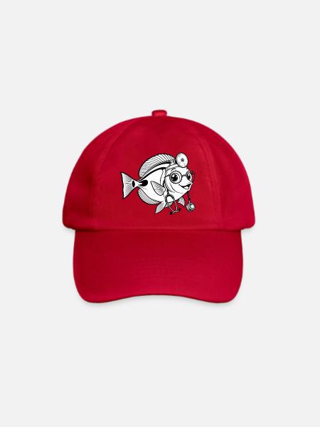 Doktorfisch mit Stethoskop - Baseballkappe - klassisch Rot