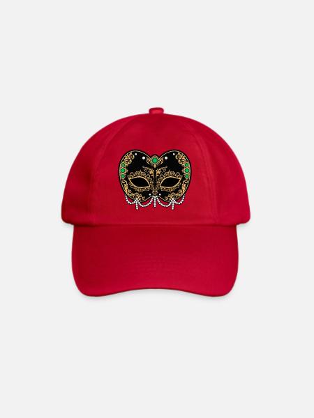 Goldene Schwarze Maske mit Perlen - Baseballkappe - klassisch Rot
