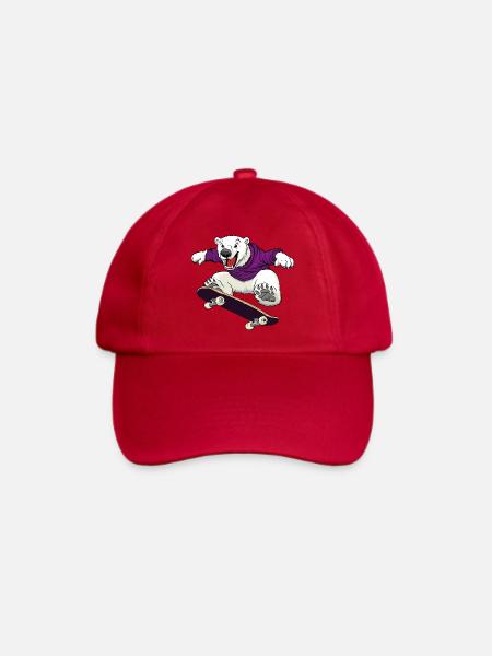 Skater Eisbär Skateboard - Baseballkappe - klassisch Rot