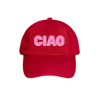 CIAO mit Blumen – Retro-Schriftzug in Pink und Min - Baseballkappe - klassisch Rot - Vorne