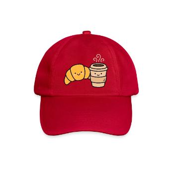 Kawaii Croissant Kaffee-Duo - Baseballkappe - klassisch Rot - Vorne