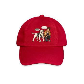 Biker-Bulldog_mit_skeptischer_Halterin - Baseballkappe - klassisch Rot - Vorne