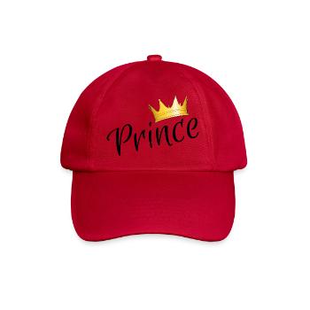 Prince - Prinz mit goldener Krone - Baseballkappe - klassisch Rot - Vorne