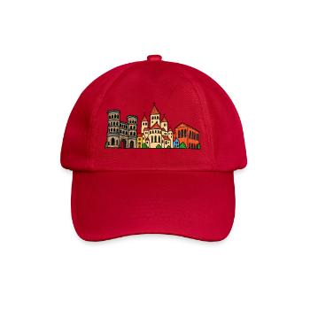 Trier Skyline im bunten Wachsmalstil - Baseballkappe - klassisch Rot - Vorne