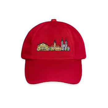 Weimar Skyline im bunten Wachsmalstil - Baseballkappe - klassisch Rot - Vorne