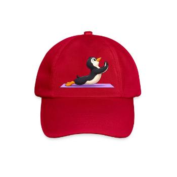 Süßer Pinguin im Cartoon Yoga Meditation - Baseballkappe - klassisch Rot - Vorne