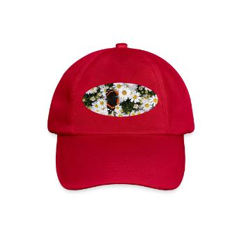 Red Admiral Butterfly auf Asters - Baseballkappe - klassisch Rot - Vorne