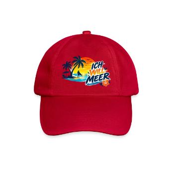 Tropischer_Sonnenuntergang_mit_ICH_WILL_MEER - Baseballkappe - klassisch Rot - Vorne