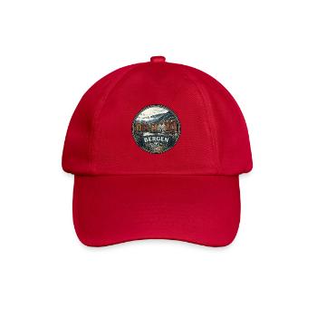 Bergen Norwegen Reiseabzeichen Bryggen Wharf Souvenir - Baseballkappe - klassisch Rot - Vorne