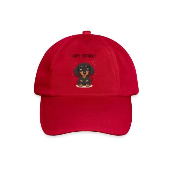 Süßer Dackel, Geburtstags-Welpenkarte & Tee - Baseballkappe - klassisch Rot - Vorne