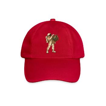 Astronaut mit goldener Himmelskugel - Baseballkappe - klassisch Rot - Vorne