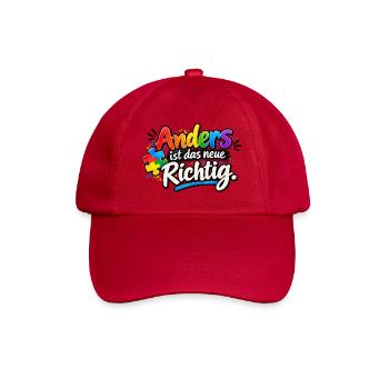 Anders ist das neue Richtig – Regenbogen Puzzle - Baseballkappe - klassisch Rot - Vorne