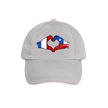 Frankreich Chile Flagge Hände Herzform used - Baseballkappe - Grau - Vorne