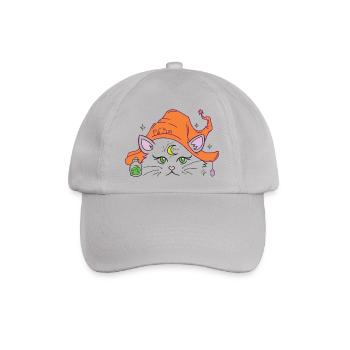 Halloweenkatze Hexenhut - Baseballkappe - Grau - Vorne