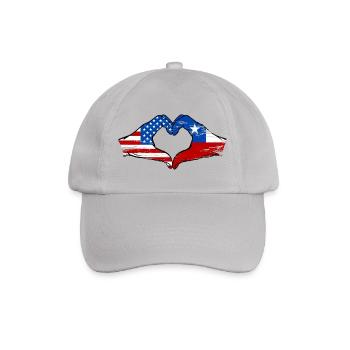 USA Chile Flagge Haende Herzform used - Baseballkappe - Grau - Vorne