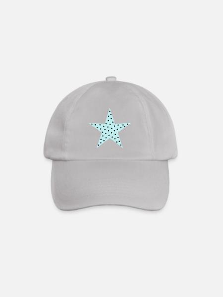 Pastellblauer Polka-Punkt-Stern - Baseballkappe - Grau