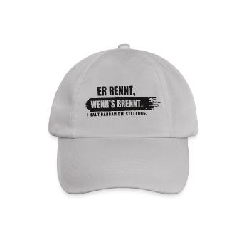 Er rennt, wenn's brennt - Baseballkappe - Grau - Vorne