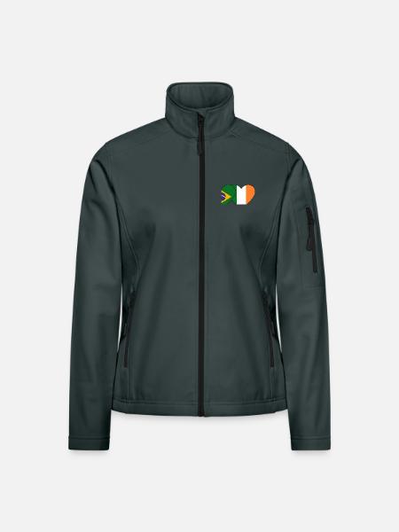 Brasilien Irland Flagge Herz - Frauen Softshelljacke - Dunkelgrau - Vorne