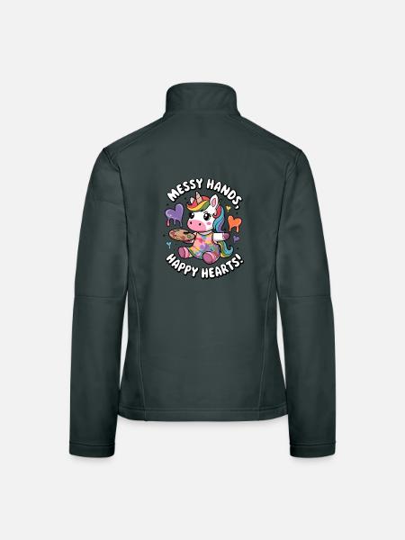 Messy Hands, Happy Hearts! - Women's Softshell Jacket - mouse grey - Back