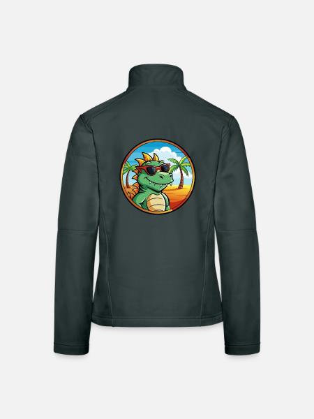 Drache Lustige Cartoon Sommer Strand Sonnenbrille Cool - Frauen Softshelljacke - Dunkelgrau