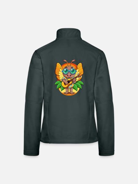 Lustige Schmetterling Cartoon Sommer Strand Sonnenbrille - Frauen Softshelljacke - Dunkelgrau