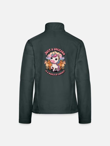 Nur ein Einhorn in einer Welt der Pferde! - Frauen Softshelljacke - Dunkelgrau