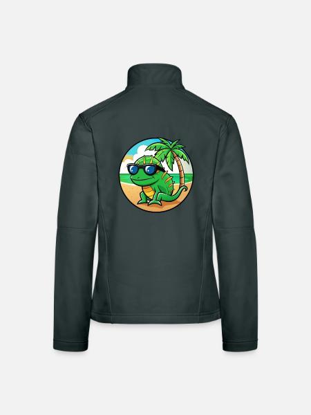 Chamäleon Lustige Cartoon Sommer Strand Sonnenbrille - Frauen Softshelljacke - Dunkelgrau