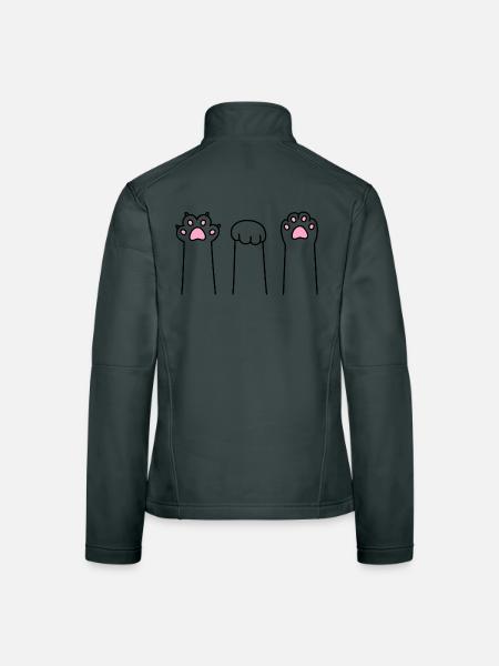 Ciseaux Pierre Papier Patte Patte Jeu Patte Cat Pattes - Veste en tissu softshell Femme - gris foncé - Dos
