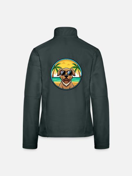 Pudelpointer Chien Race Dessin Animé Lunettes De Soleil Plage - Veste en tissu softshell Femme - gris foncé - Dos