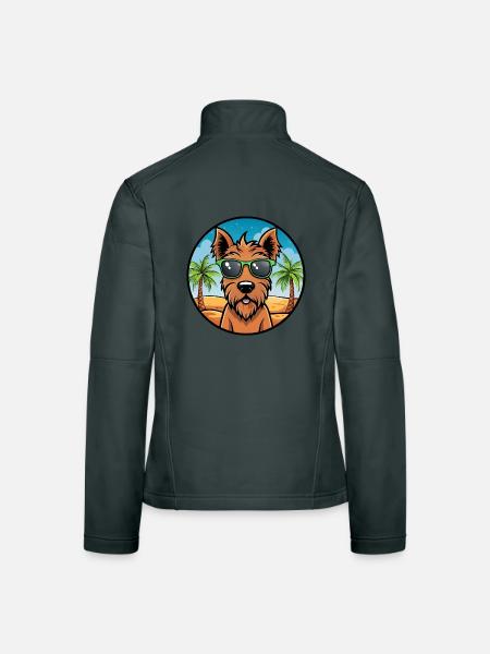Irish Terrier Hunderasse Cartoon Sonnenbrille Strand - Frauen Softshelljacke - Dunkelgrau - Hinten