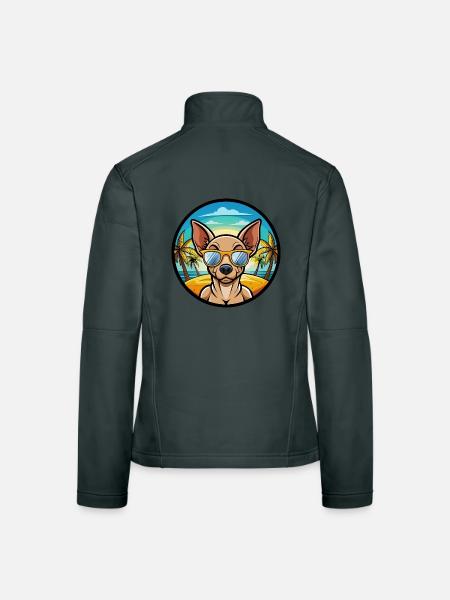 Mexikanische haarlose Hunderasse Cartoon Sonnenbrille Strand - Frauen Softshelljacke - Dunkelgrau - Hinten