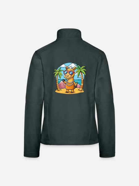 Camel Lustige Cartoon Sommer Strand Sonnenbrille - Frauen Softshelljacke - Dunkelgrau - Hinten