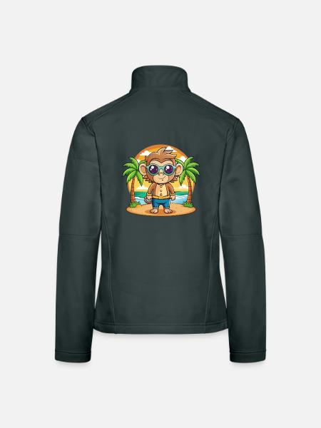Affe Lustige Cartoon Sommer Strand Sonnenbrille - Frauen Softshelljacke - Dunkelgrau - Hinten