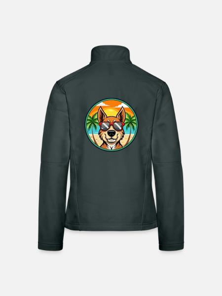 Litauischer Windhund Rasse Cartoon Sonnenbrille Strand - Frauen Softshelljacke - Dunkelgrau - Hinten